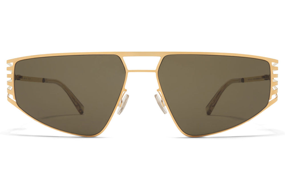 MYKITA STUDIO - Studio 8.1 Sunglasses Glossy Gold with Raw Green Solid Lenses