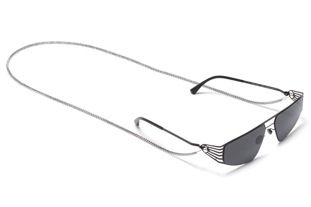 MYKITA STUDIO - Studio 8.1 Sunglasses Shiny Black with Dark Grey Solid Lenses and Neck Chain