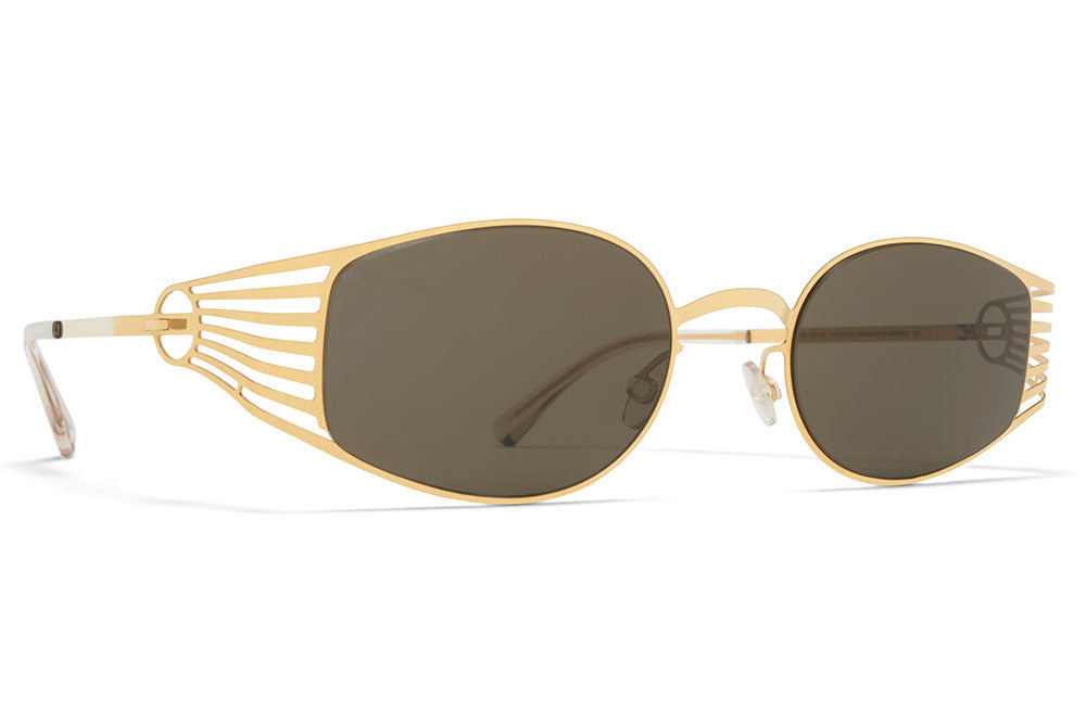 MYKITA STUDIO - Studio 8.2 Sunglasses Glossy Gold with Raw Green Solid Lenses