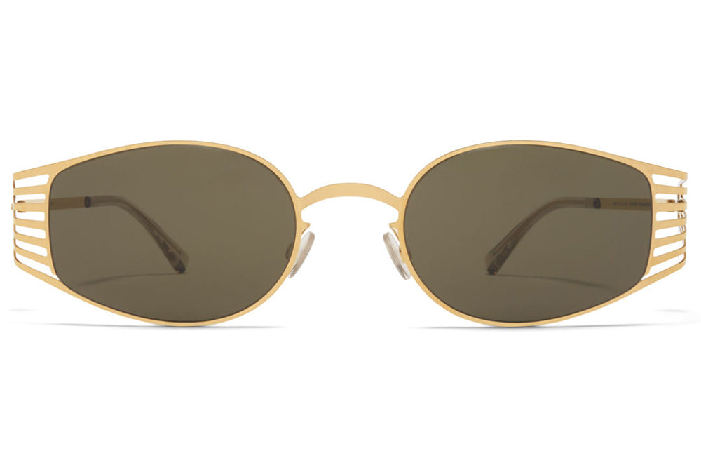 MYKITA STUDIO - Studio 8.2 Sunglasses Glossy Gold with Raw Green Solid Lenses