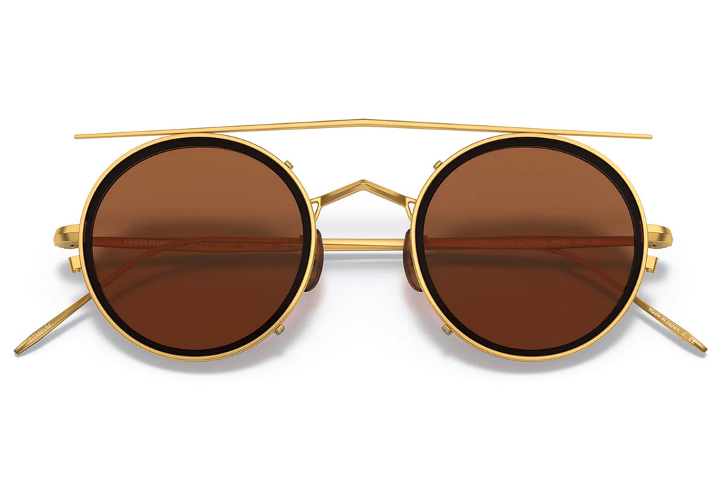 Oliver Peoples | G. Ponti-2 (OV1292T) Eyeglasses Brushed Brass-Black with Brown Lenses
