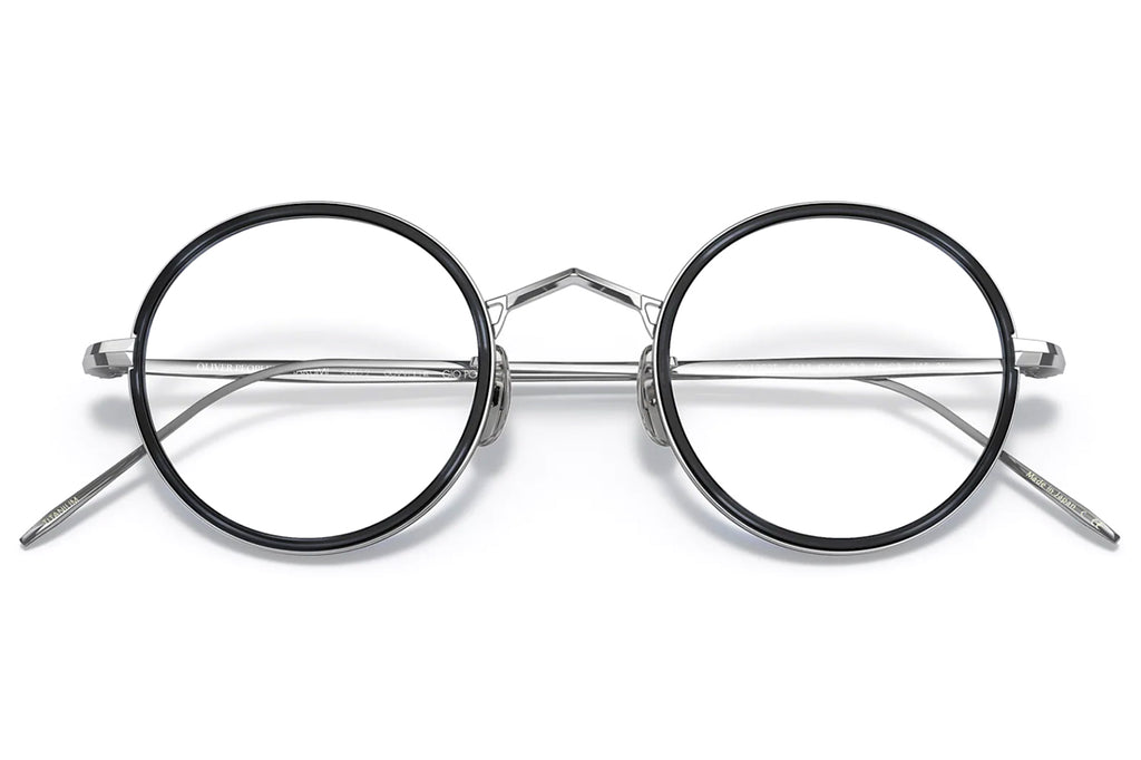 Oliver Peoples | G. Ponti-2 (OV1292T) Eyeglasses Brushed Chrome-G.P Blue Tortoise with Blue Lenses