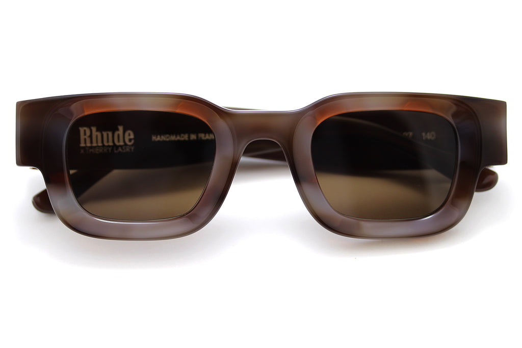 RHUDE x Thierry Lasry - Rhevision Sunglasses Brown & Grey Tortoise with Solid Brown Lenses (649)