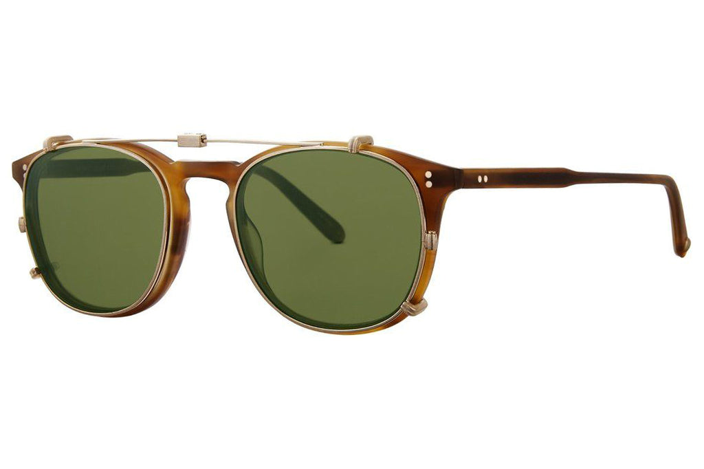 Garrett Leight - Kinney Clip On Shades Gold with Green Lenses