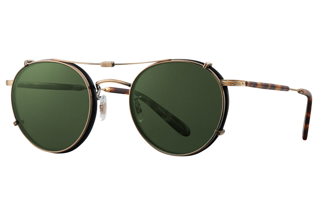 Garrett Leight - Wilson Clip On Shades Antique Gold with Green Lenses