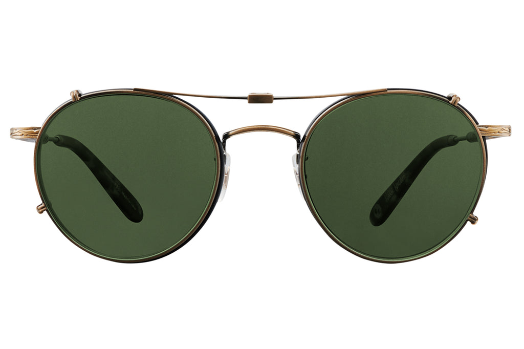 Garrett Leight - Wilson Clip On Shades Antique Gold with Green Lenses